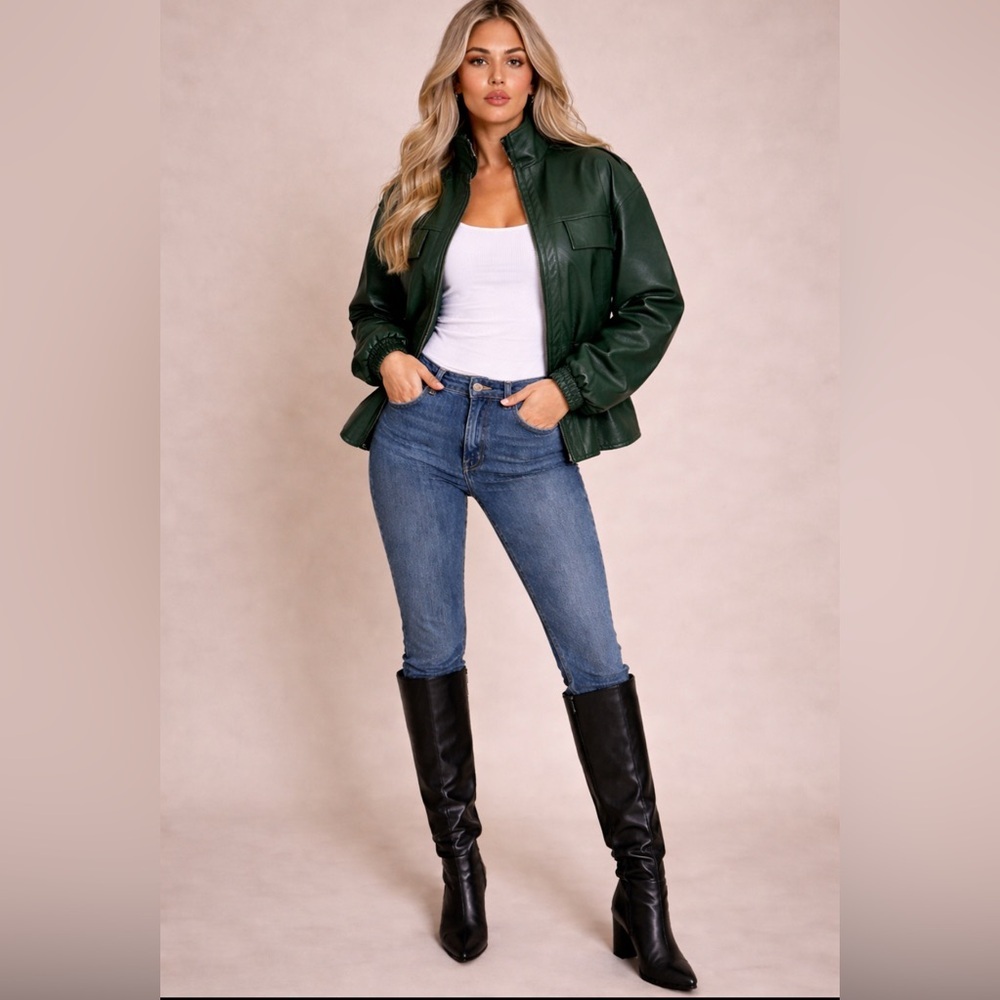 Green Leather Jacket ⭐️